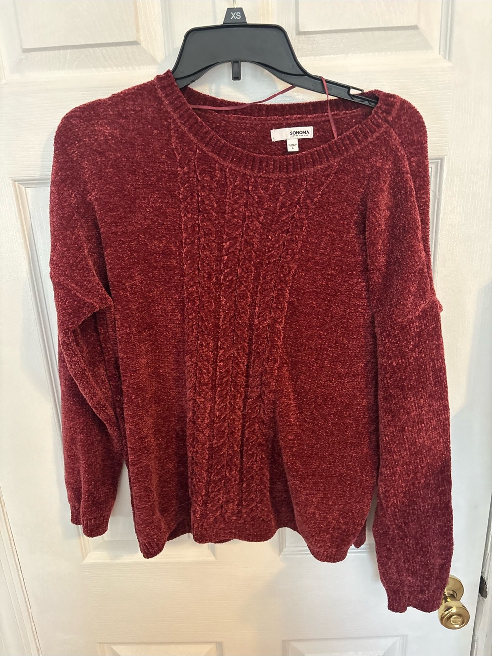 SONOMA Chenille Cable Knit Sweater - Burgundy